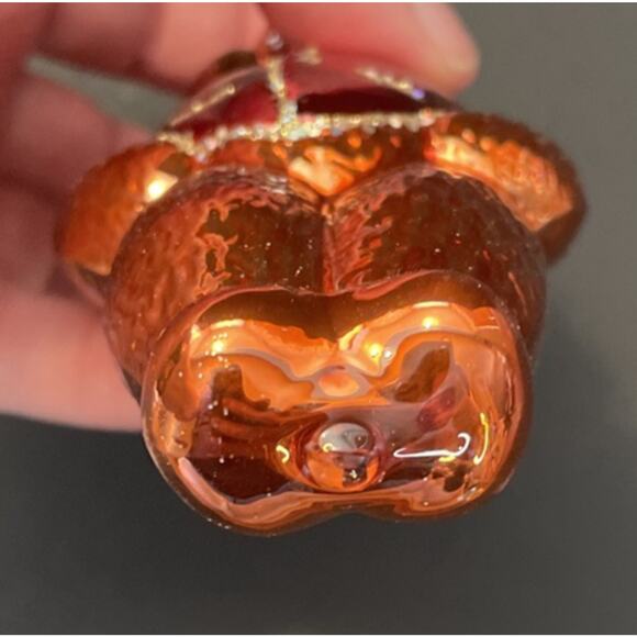 Vintage Lauscha Glas Creation Bear Christmas Ornament Blown Glass Red Vest - Picture 7 of 8